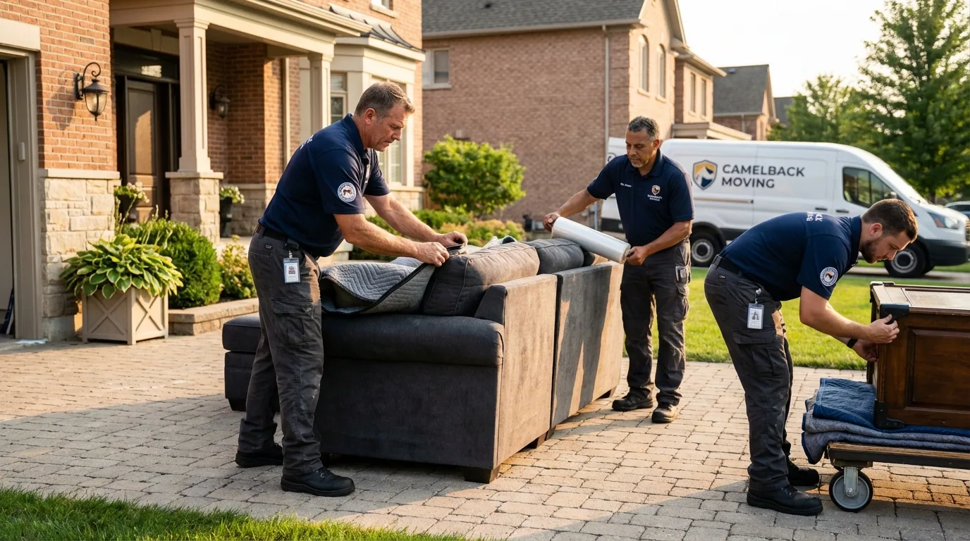 Large estate moving crew wrapping furniture in Wellsboro, PA